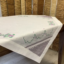 Oya Home Mor Patch Dantel&kaneviçe Aplikeli Kare Örtü  - 100 x 100 cm