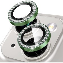 Buff iPhone 14 / 14 Plus Diamond Kamera Lens Koruyucu Dark Green