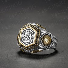 Takılingo 925 Ayar Gümüş La Galibe Illallah Yazılı Zirkon Taşlı Şehzade Kasa Erkek Yüzük
