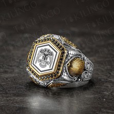 Takılingo 925 Ayar Gümüş Çift Başlı Kartal Motifli Zirkon Taşlı Şehzade Kasa Erkek Yüzük