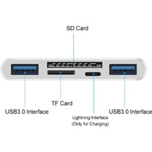 Alfais 4702 USB 3.0 Type-C Lightning To Sd, Tf Otg Kart Okuyucu Çevirici Dönüştürücü Adaptör 5in1