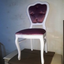 Sandalye ST ASLAN Ayak Model Kayın Klasik BEYAZ babyface MOR kumaş Oyma El yapım