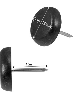 X-Perk Çivili Masa Sandalye Koltuk Mobilya Ünite Zemin Koruyucu Plastik Papuç 25 Adet Çap 20 mm