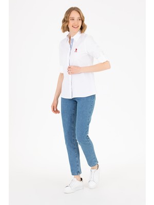 U.S. Polo Assn. Kadın Beyaz Desenli Gömlek 50264058-VR013