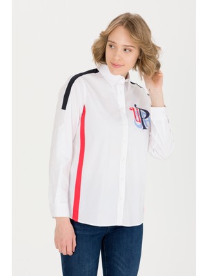 U.S. Polo Assn. Kadın Beyaz Desenli Gömlek 50263727-VR013