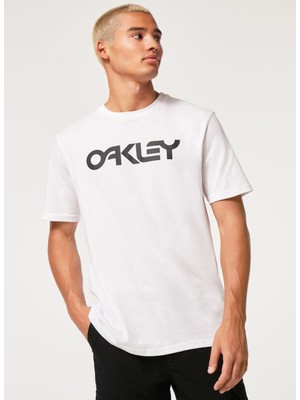 Oakley Bisiklet Yaka Baskılı Beyaz - Siyah Erkek T-Shirt FOA404011 Mark Iı Tee 2.0