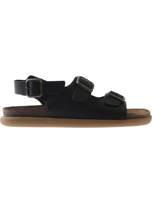Bueno Shoes Siyah Deri Erkek Sandalet 01MU4724