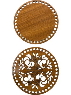 Ala Depo Ahşap Çiçek Desenli Sepet Tabanı 15 cm Ceviz Çift Yüz 3 mm Mdf