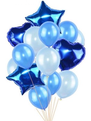 Kidspartim Mavi Lateks ve Folyo Balon Seti