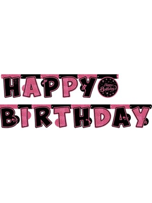 Kidspartim Pınk Stars Happy Bırthday Uzar Yazı Banner