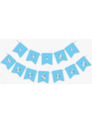 Kidspartim Iyi Ki Doğdun Yazı Mavi/gümüş Banner