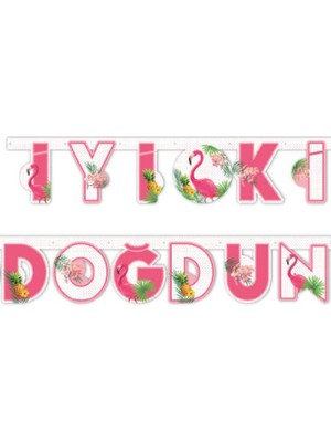 Kidspartim Flamingo Iyi Ki Doğdun Uzar Yazı Banner