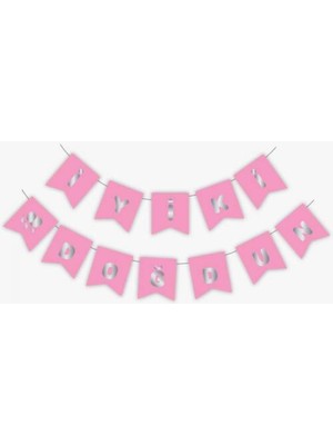 Kidspartim Iyi Ki Doğdun Yazı Pembe/gümüş Banner