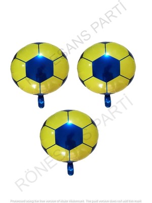 Rönesans Parti Sarı Lacivert Futbol Topu Folyo Folyo Balon 45 cm 3 Adet