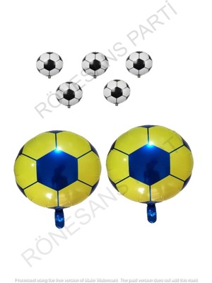 Rönesans Parti Sarı Lacivert Futbol Topu Folyo Balon Seti