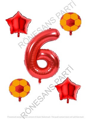 Rönesans Parti Sarı Kırmızı Futbol Topu Folyo Balon Seti Yaş 6