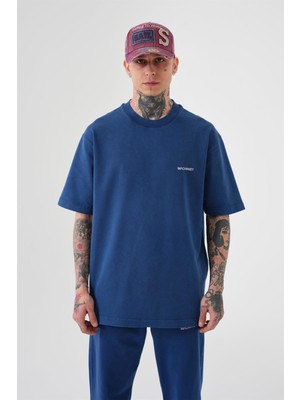 Machinist Relaxed Luxury Yıkamalı Basıc T-Shırt Lacivert