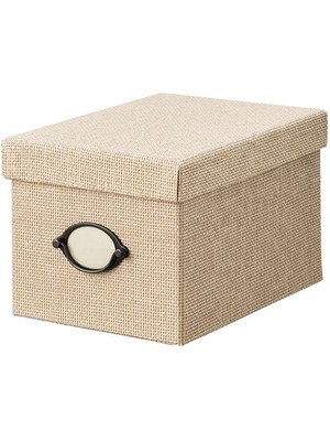 IKEA Kapaklı Kutu 18X25X15 cm Bej Düzenleme-Raf-Ünite Kutusu Kulplu Toparlayıcı Kutu