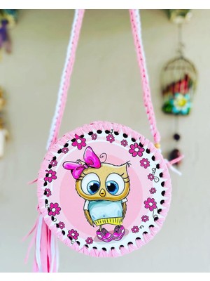 Pink Bag Handmade Kız Çocuk Sevimli Baykuş Makaron Çanta