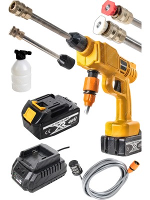 Bulldozer Basınçlı Oto Bahçe Yıkama Makinesi  2 Akülü Nozzle Setli
