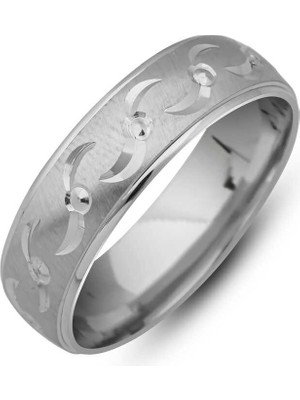 Gumush Gümüş Desenli Rodyum Alyans