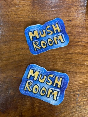 Gönülden Tasarım 6x4 cm 2 Adet  Ütü Ile Yapışan Ince Kadife Mush Room Yazılı Aplike Arma