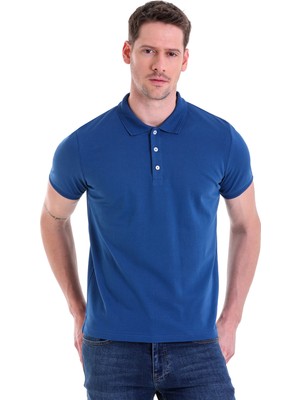 Hatemoğlu Indigo Düz Comfort Fit Pamuk Polo Yaka Tişört