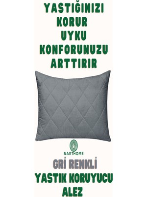 Nart Home  4 Adet  Gri  Renkli Kapitoneli Yastık Alezi Yastık Koruyucu Yastık Kılıfı  Pamuklu Kumaş