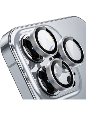 Buff iPhone 14 Pro Max / 14 Pro Kamera Metal Lens Koruyucu Silver