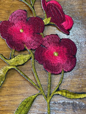 Gönülden Tasarım 22X14 cm Ütü Ile Yapışan Sedef Renkli Nakış Işlemeliş Çiçekli Aplike Arma Yama Dikiş Hobi