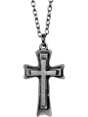 Herşey Nota Haç Gümüş Kaplama Unisex Kolye