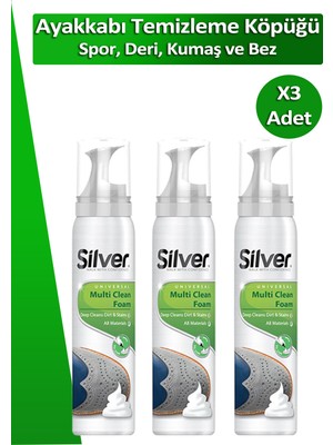 Dopar 3 Adet Silver Spor Ayakkabı Temizleme Köpüğü 125 ml Süngerli