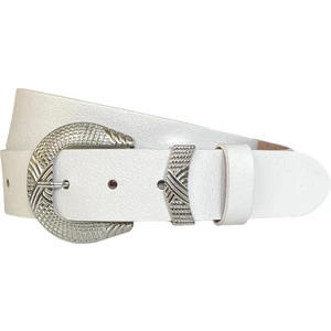 Goderi , Gümüş Tokalı, Metal Köprülü Beyaz Kadın Kot Kemeri 4 cm