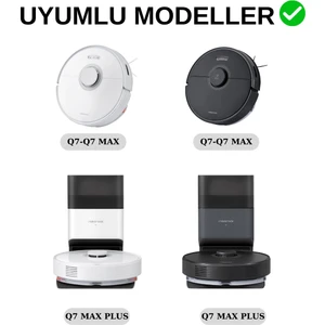 Roborock Q7 Max, Q7 Max Plus Siyah Uyumlu Yedek Hepa Filtre Yan Fırça Mop-6 Parça
