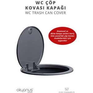 Okyanus Home Antrasit Yuvarlak Yedek Çöp Kovası Kapağı