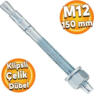 Klipsli Çelik Dübel M12X150 mm
