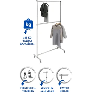 İstanbul Manken Çift Katlı Elbise Askılığı Mağaza Askısı Etek Askısı Orta Stand