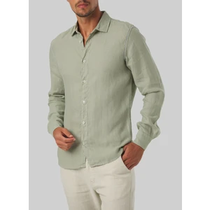 Mr. Mood Düğmeli Yaka Açık Haki Erkek T-Shirt Mr Linen Shirt