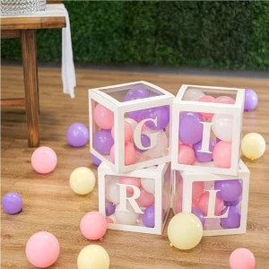 Best Parti Beyaz Şeffaf Balon Kutusu Girl Yazılı 25X25 cm