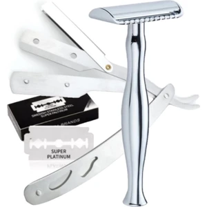 Shave S5 Manuel Tıraş Makinesi + U3 Full Metal Ustura + 5'li Platinum Jilet