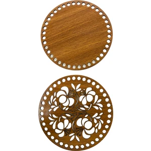 Ala Depo Ahşap Çiçek Desenli Sepet Tabanı 15 cm Ceviz Çift Yüz 3 mm Mdf