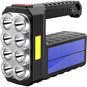Go Biz W5117 Sınır Ötesi Güçlü El Feneri Güneş Şarj Edilebilir Çok Fonksiyonlu Süper Parlak Taşınabilir LED Açık Projektör USB Şarjlı El Feneri LED Kamp Lambası Reflektör (Yurt Dışından)