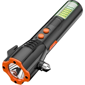 Go Biz USB Şarjlı Güçlü Çok Amaçlı El Feneri Kamp Lambası Reflektör Çok Fonksiyonlu Güvenlik Çekiç, Güçlü El Feneri, Açık Güneş Araba El Feneri, Acil LED Çalışma Işığı (Yurt Dışından)