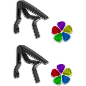 LCT-90BK-X Gitar Capo Metal Kapo Kaliteli ( 2Lİ SET + 10 PENA)