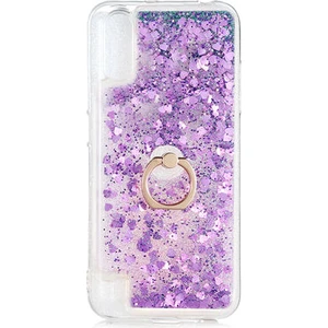 Kip GSM Galaxy A01 Kılıf Sıvılı Simli Yüzüklü Kapak