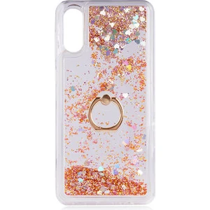 Kip GSM Galaxy A02  Kılıf Sıvılı Simli Yüzüklü Kapak