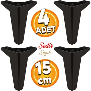 Sedir Lüks Mobilya Kanepe Sehpa Tv Ünitesi Koltuk Ayağı 15 cm Siyah Baza Ayakları (4 Adet)