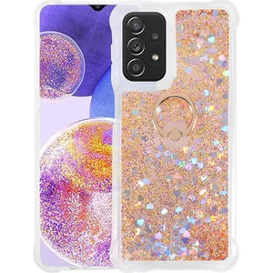 Kip GSM Galaxy A23  Kılıf Sıvılı Simli Yüzüklü Kapak