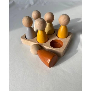 Tiny Wood Peg Bebek ve Tabla Eşleştirme 6 Lı Insan Figürleri