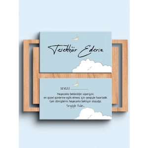 Paytak Moda Çift Yön Teşekkür Kartı Thank You Cart Ay Bulut Tebrik Kartı 100 Adet (8.5 x 5.5 Cm) PYTKTSKK15